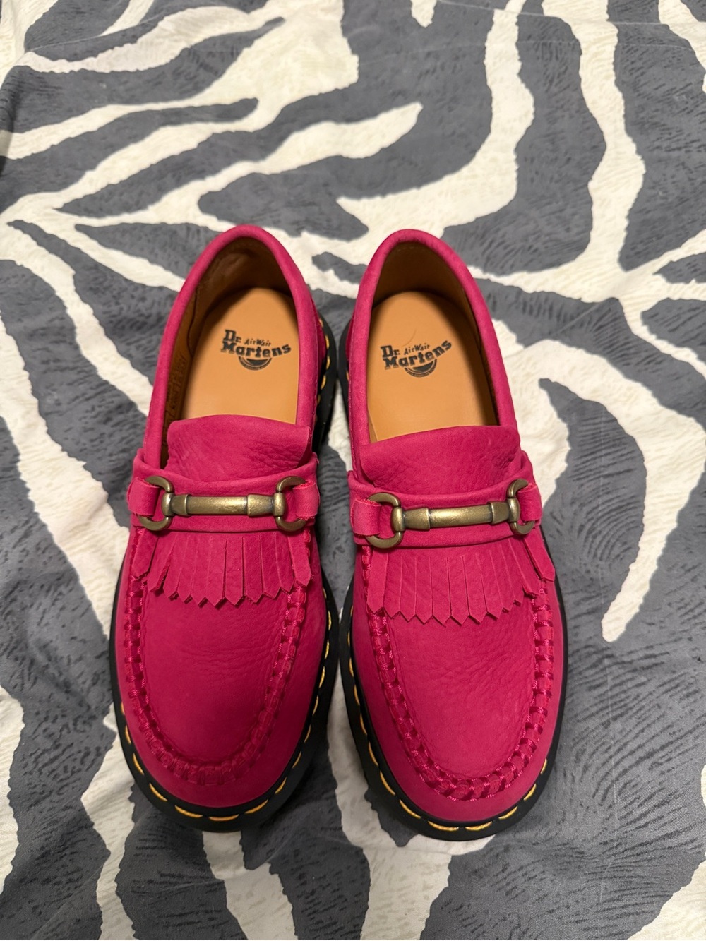 DR MARTENS “Adrian Snaffle” Fuchsia Pink Nubuck Leather Loafers Size 6 women’s